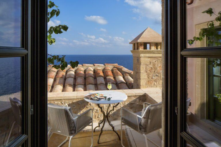 Moni Emvasis Luxury Suites Monemvasia- view from balcony of suites.