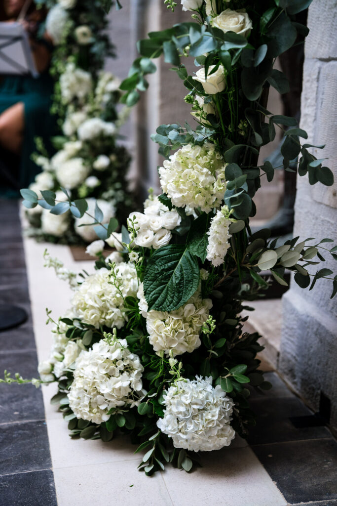 A romantic wedding in Syros - Ilia & Flavio - a floral decoration at ceremony